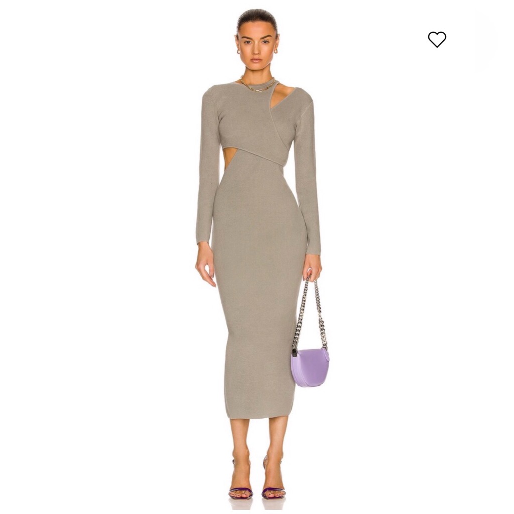 Atoir Ellington Knit Slit Two Piece Dress Slate Green Knit $308 Size 4 Small